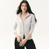 Cardigã de tricô de cashmere com gola alta dupla de fio duplo e zíper duplo para mulheres, casaco suéter solto com trança moda outono e inverno