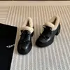 Mocasines Versátiles de Moda Retro con Suela Gruesa para Mujer, Nuevos Zapatos Mary Jane Peludos con Tacones Gruesos, Zapatos de Cuero Estilo Británico