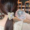 Anel de Cabelo Flor de Organza Pérola Estilo Coreano Acessórios de Cabelo de Fada Elegantes Adereço de Cabeça Prendedor de Cabelo Elástico de Cabelo Adereço de Cabeça para Mulheres