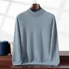 Suéter de Cachemira Semi-Alto para Hombre de Otoño e Invierno Suéter de Punto de Cachemira de Cabra Casual de Negocios para Hombre Capa Base de Lana para Hombre
