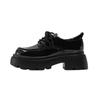 Atar cordones Zapatos Pequeños de Cuero para Mujer Estilo Británico Tacón Alto Grueso Aumento de Altura Otoño e Invierno Cordones de Trabajo con Punta Redonda Estilo Japonés