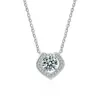 Collar de Plata de Ley S925 con Colgante de Corazón de Moissanita para Mujer, Joyería con Colgante Totalmente Diamantado Estilo Celebridad Personalizado con una Cadena Única para la Clavícula