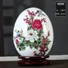 Juego de Tres Adornos Cerámicos de Jingdezhen para Entrada de Sala, Florero, Plato de Exhibición para Oficina, Fabricante Estilo Chino