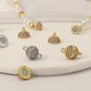 Colar de pérolas com fivela preguiçosa, fivela de conexão, acessórios para pulseira, fivela de ouro 14k, fivela magnética de bola de zircônio completa