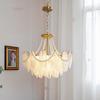 Lustre de Sala de Estar Estilo Francês, Luminária de Vidro de Cristal para Quarto, Luminária de Vidro Estilo Americano, Luminária de Pena Moderna e Fashion para Quarto Principal