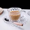 Taza de Vidrio Transparente Resistente al Calor con Asa, Taza de Café, Taza para Café Helado Mocha Caramelo Latte, Taza para Beber Té de Cafetería