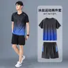 Conjunto esportivo masculino, camiseta de manga curta para corrida de secagem rápida, camiseta, roupa de basquete, roupas de ginástica para badminton, shorts de treino, verão