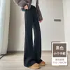 Pantalones Acampanados 2026 Estilo Nuevo Ajustados Ceñidos Cintura Alta Temperamento Estilo Perezoso Estilo Otoño/Invierno Longitud Extendida Cálidos Versátiles Pantalones Casuales Pantalones de Mujer