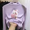 Camiseta interior De Rong, nueva colección otoño/invierno 2026, manga larga cepillada, ropa interior elegante y casual, top de cuello semi-alto para niñas