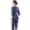 Venta al por mayor de Tops de Moda de Gama Alta Azules con Ceñidor de Cintura para Primavera y Verano, Pantalones de Mujer, Faldas, Trajes de Dos Piezas Profesionales para Salón de Belleza