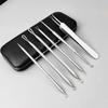 Aguja para puntos negros de acero inoxidable de seis piezas, pinza para extracción de espinillas y puntos negros, set de belleza