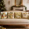 Funda de almohada navideña con estampado de dibujos animados de Papá Noel para decoración acogedora de hogar, dormitorio, sofá, vacaciones.