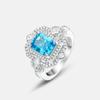 Moda Europeia e Americana de Alta Qualidade Anel de Dedo S925 Prata Totalmente Cravejado Tesouro Cor Brilhante Nova Chegada Transfronteiriça Anel de Diamante de Alto Carbono Azul Claro para Mulheres