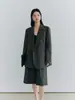 Blazer casual de designer outono novo feminino 2026, corte solto, lã fina cardada, um botão