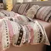Juego de Cama de Cuatro Piezas con Borde de Algodón, Juego de Tres Piezas para Dormitorio, Sábana de Algodón Puro con Dibujos Animados Frescos Fair Isle