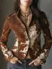 Moda Femenina Europea y Americana: Chaqueta Única de Ante Estampado con Mangas Largas y Diseño de Botonadura Única, Blazer Elegante