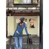 Camiseta de Manga Larga con Cuello en V y Cordones Estilo Puro Deseo Otoño 2026 para Mujer Adelgazante Versátil Se Puede Usar por Delante y por Detrás Top Básico