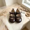 Zapatos de Cuero con Lazo para Niñas Zapatos de Princesa Zapatos para Bebés y Niños Pequeños Zapatos Mary Jane para Niños Pequeños Zapatos de Princesa Plateado Marrón para Niños
