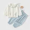 Conjunto de Ropa para Bebés y Niños Pequeños, Estilo Primavera y Otoño, Algodón Clase A, Ropa de Casa para Niñas, Ropa Exterior de Manga Larga, Exclusivamente para Exportación Transfronteriza