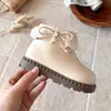 Botines de Encaje con Lazo de Princesa para Niñas Otoño Nuevo Estilo Moda Coreana Moda Infantil Estilo Británico Botas de Cuero para Niños Pequeños