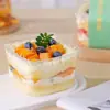 Caixa Quadrada para Bolo Mousse, Bolo em Camadas de Leite de Soja de Madeira, Iogurte de Frutas, Embalagem Transparente Blister Anti-Nevoeiro para Confeitaria