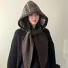 Gorro Balaclava Jacquard Estilo Coreano Fair Isle para Mujer, Bufanda Sombrero Oversize para Otoño e Invierno, Gorro Pullover Todo en Uno