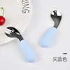 Vajilla Infantil para Bebé Tenedor y Cuchara de Acero Inoxidable 316 Mango Corto Tenedor para Bebé Cuchara para Comer Alimentos Complementarios para Bebés Cuchara Curva