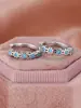 Pendientes de Plata de Ley S925 Europeos y Americanos Transfronterizos de Medio Círculo Pequeño de Circonio Pendientes Simples Dulces de Flor Fresca Nicho
