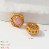 Accesorios Chapados en Oro Estilo Antiguo Componentes para Joyería DIY Incrustados con Piedra Ojo de Gato, Espaciadores Redondos Huecos de Cobre Tachonados con Pedrería Venta al por Mayor