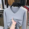 Nuevo Suéter de Otoño e Invierno para Hombre, Tejido de Punto con Cuello en V, Camisa Base de Manga Larga para Hombres de Mediana Edad para Papá