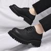 Zapatos de cuero para hombre 2025 American high street negro cabeza grande zapatos Derby para hombre tendencia retro suela gruesa zapatos de cuero una generación de cabello