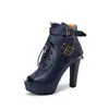 Zapatos con punta de pez Martin de caña alta Romanos vintage en stock sandalias de tacón alto primavera 2023 hebilla sandalias europeas y americanas blanco