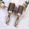 Pente Curvador de Cabelo com Cerdas de Porco Dourado Pente de Rolo Tubo de Alumínio para Barbearia Pente Térmico Condutor para Franja Estilo de Cabelo Conjunto de 4 Peças