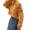 Suéter Corto Vintage Jacquard Transfronterizo Europeo y Americano para Mujer, Diseño Holgado Cuello Redondo Tejido Grueso Superior para Mujer