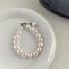 Pulseira Redonda de Cristal com Pérola de Alto Brilho Estilo Francês para Mulheres, Pulseira de Empilhamento Exquisita de Camada Dupla de Luxo Leve de Nicho para Meninas