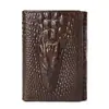 Cartera de Cuero Genuino para Hombre de Comercio Exterior Cartera de Cuero Repujado Patrón de Cocodrilo Retro Pinza para Dinero de Mano Casual Cartera de Piel de Vaca Moderna