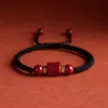 Pulsera de Hilo Rojo con Mantra de Seis Palabras para Mujer, Estilo Conmemorativo del Zodiaco, Pulsera Tejida Original Hecha a Mano para Pareja, Cuentas para Hombre, Cinabrio