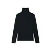 Suéter Gola Alta Feminino Outono Inverno Slim Fit Amigo da Pele Manga Longa em Modal Tencel Cashmere