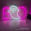 Nova Luz Neon Retroiluminada de Halloween com Designs de Fantasma, Caveira e Abóbora para Decoração de Festa Festiva Luz Noturna