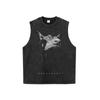 Camiseta Doberman Perro Estampada Lavable Pesada Vieja de Manga Corta para Hombre y Mujer Estilo Americano Calle Moda Antigua Holgada de Media Manga