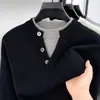 Suéter de Tricô Grosso Estilo Old Money 700g para Homens, Novo Modelo Inverno 2026, Malha Quente Masculina Falsa de Duas Peças
