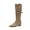 Estilo miu retrô estilo coreano bico fino tira com fivela salto plataforma 4,5 cm botas de cano médio franzidas femininas temperamentais versáteis e botas de tornozelo