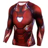 Camiseta para Hombre Manga Larga Body de Alta Elasticidad para Hombre Tejido Liso Camiseta Estampada Digitalmente en 3D