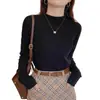 Camiseta base de cuello medio para mujer para otoño e invierno, suéter de punto de diseño nuevo de alta gama 2026