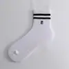 Meias de Chão Listradas para Yoga Feminino, Antiderrapantes com Pontos de Borracha, Meias de Terry de Comprimento Médio, Meias para Pilates, Meias Casuais Respiráveis