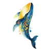 Ballena Dorada Fluida Estilo Chino Nuevo Pegatinas de Tatuaje de Pan de Oro, Larga Duración, Impermeables, Elegantes y Hermosas, Estilo Antiguo, Color Dorado, para Hombres y Mujeres, Brazo y Pierna
