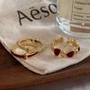 Anillo Abierto Irregular Encoat Rojo Goteo de Aceite Anillo de Dedo Índice Niche Versátil