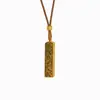 Prata de Lei S925 Novo Modelo Loja de Ouro Mesmo Estilo Quadrado Sorte Barra Longa Cmc Corda Trançada Brilhante Pingente Banhado a Ouro Atacado