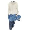 Traje de Moda Antiedad para Mujer Primavera Temprana 2025 Nuevo Falda Floral Irregular Suelta Camisa Camiseta Versátil Protectora del Sol