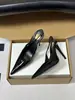 Tacones de aguja de punta fina estilo francés con tira en el talón para mujer, sandalias de charol de punta cerrada sin talón, zapatos transfronterizos sexy y versátiles para mujer
